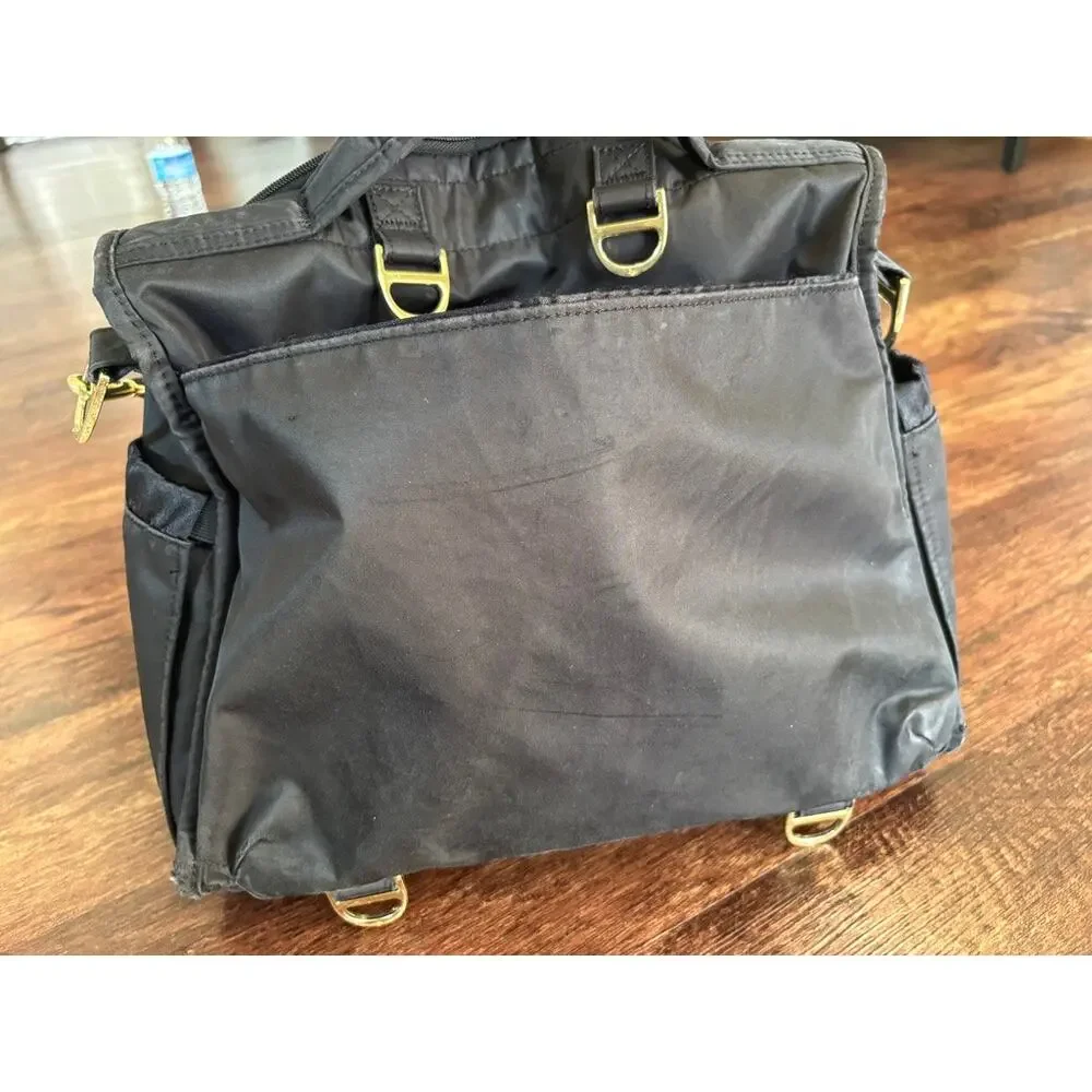 JuJuBe Multi-Pocket Black Gold Convertible Diaper Bag Organizer Tote Flawed